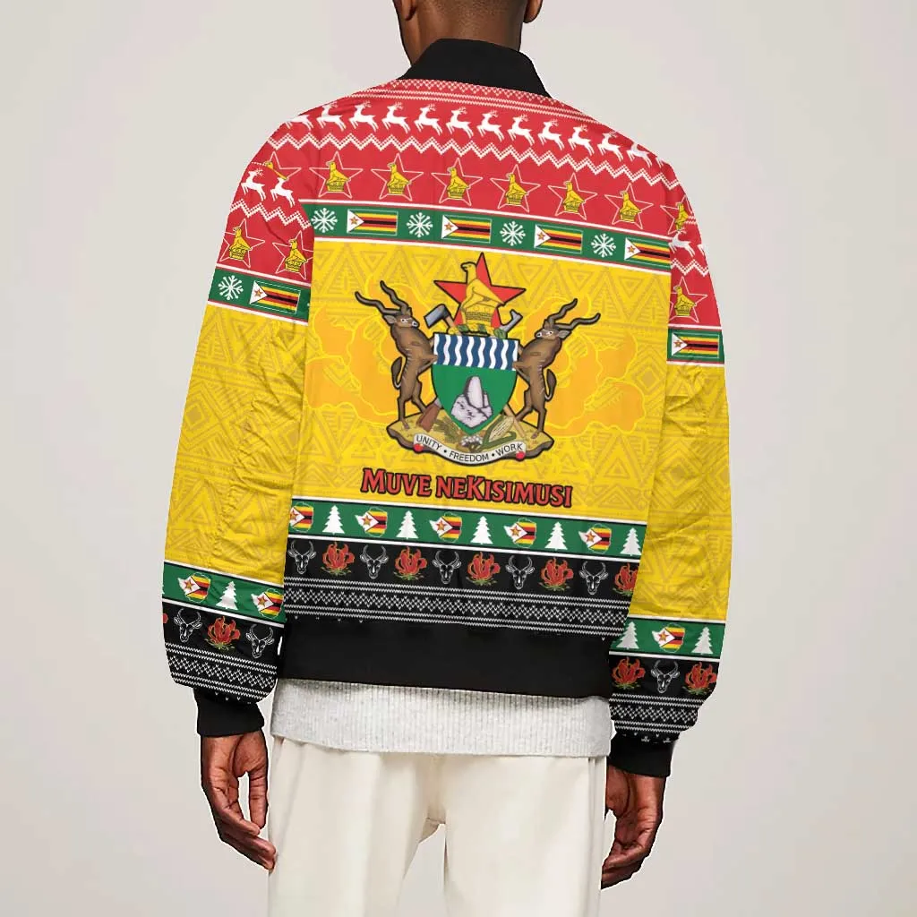 Afro Zimbabwe Christmas Bomber Jacket Coat Of Arms - African Pattern LT15