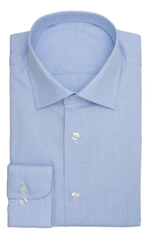 Albini Light Blue Fine Houndstooth Twill 365 Easy Care Fine Cotton