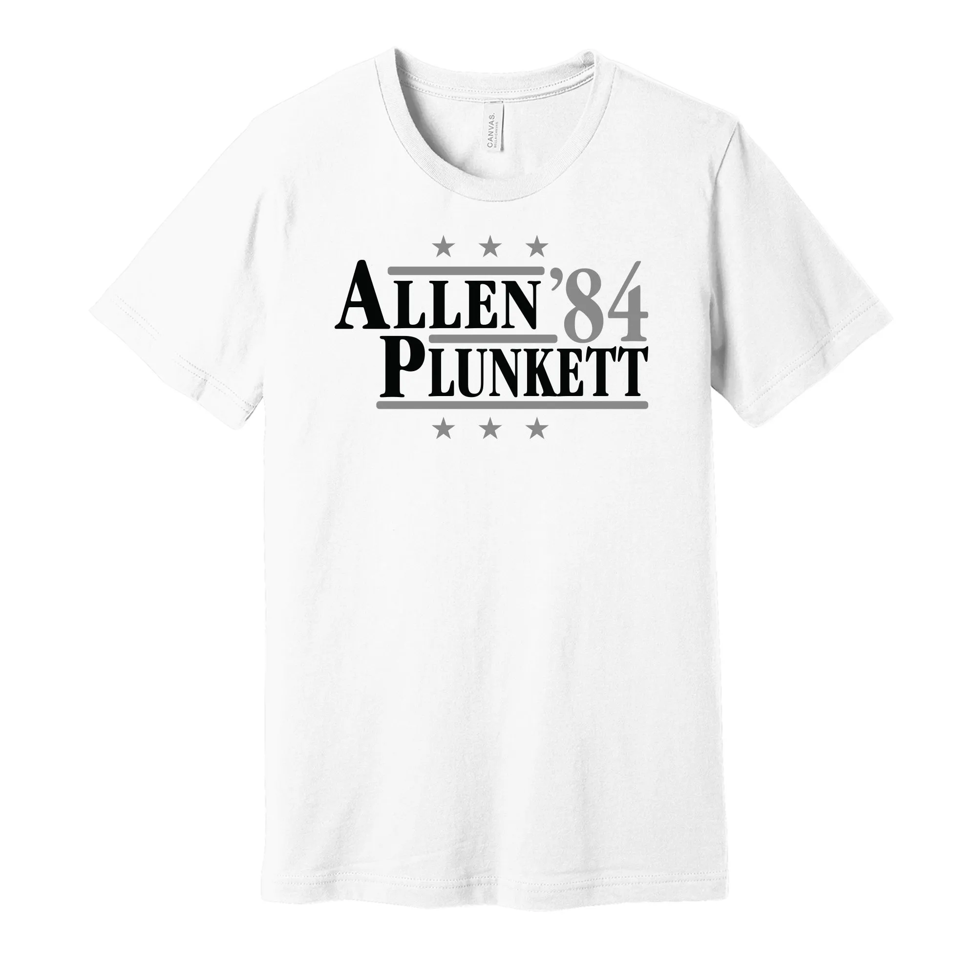 Allen & Plunkett '84 - Los Angeles Legends Political Campaign Parody T-Shirt - Hyper Than Hype Shirts