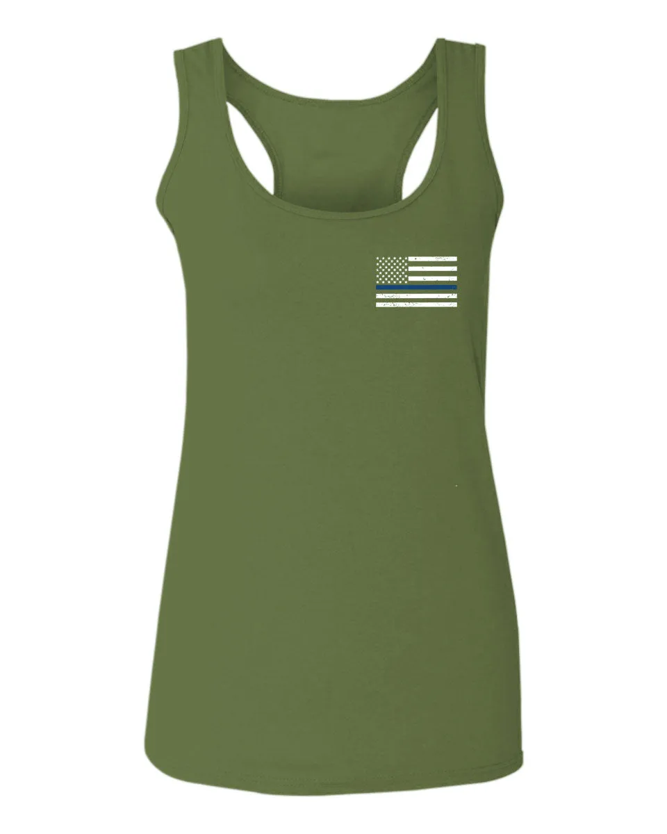 American Flag Thin Blue Line USA Police Support Lives Matter  women's Tank Top sleeveless Racerback