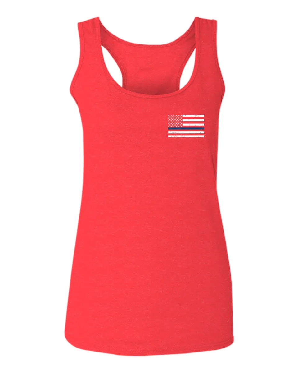 American Flag Thin Blue Line USA Police Support Lives Matter  women's Tank Top sleeveless Racerback