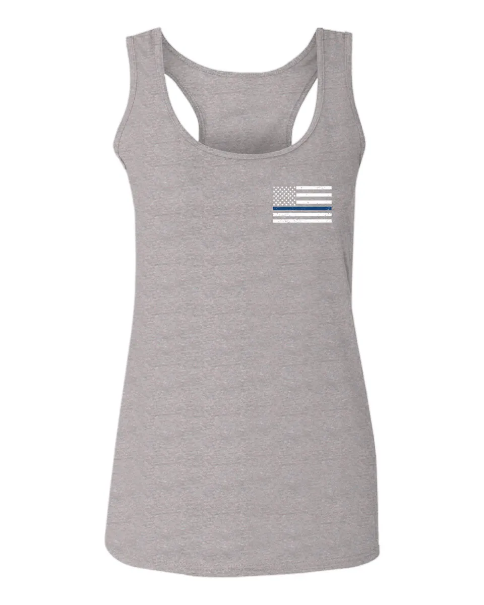 American Flag Thin Blue Line USA Police Support Lives Matter  women's Tank Top sleeveless Racerback