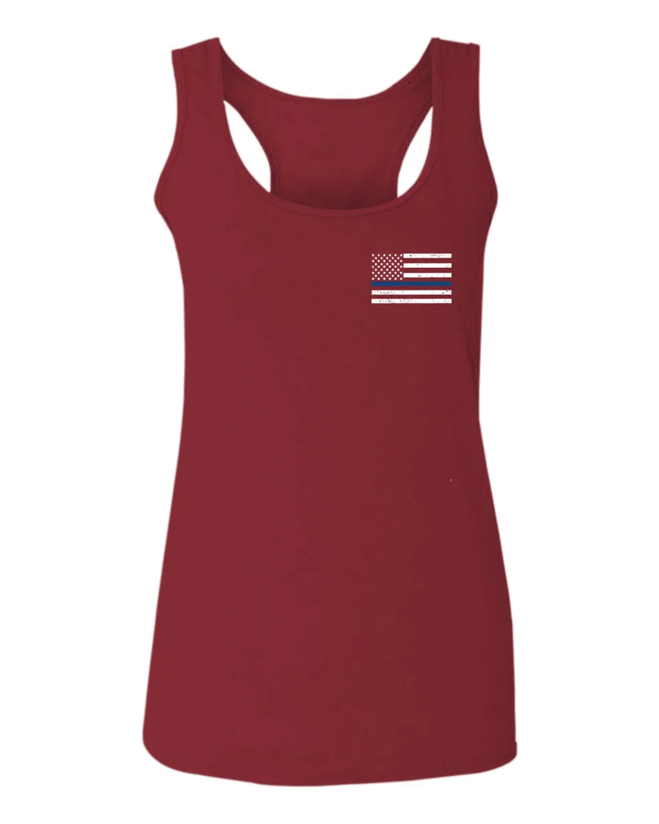 American Flag Thin Blue Line USA Police Support Lives Matter  women's Tank Top sleeveless Racerback