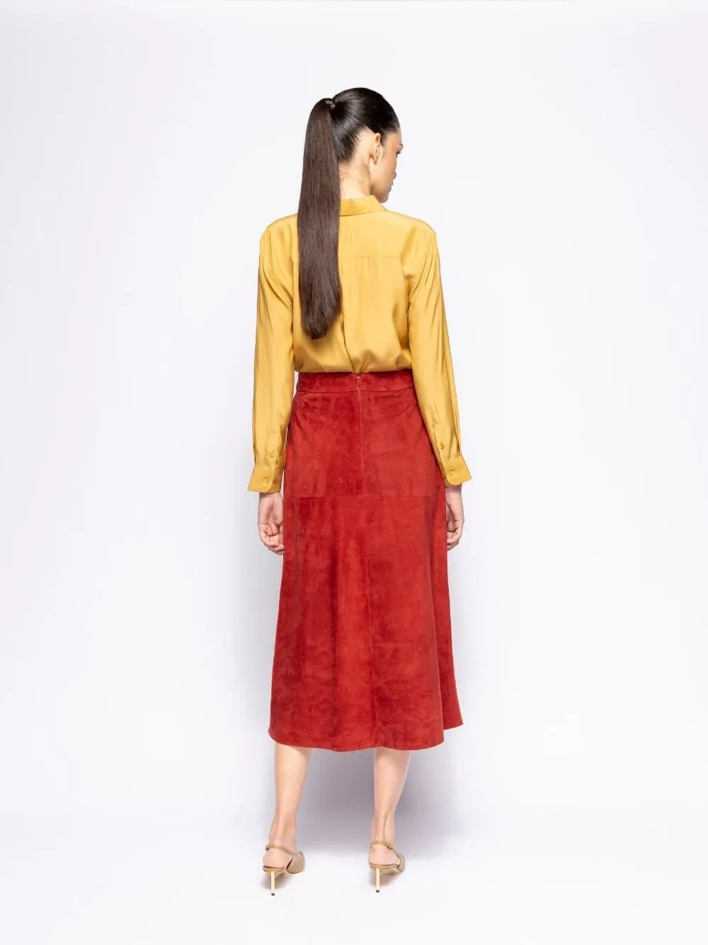 Ametista Ecru Olive Silk Shirt