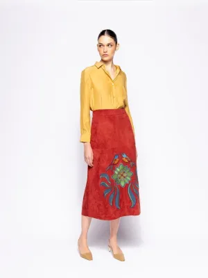 Ametista Ecru Olive Silk Shirt