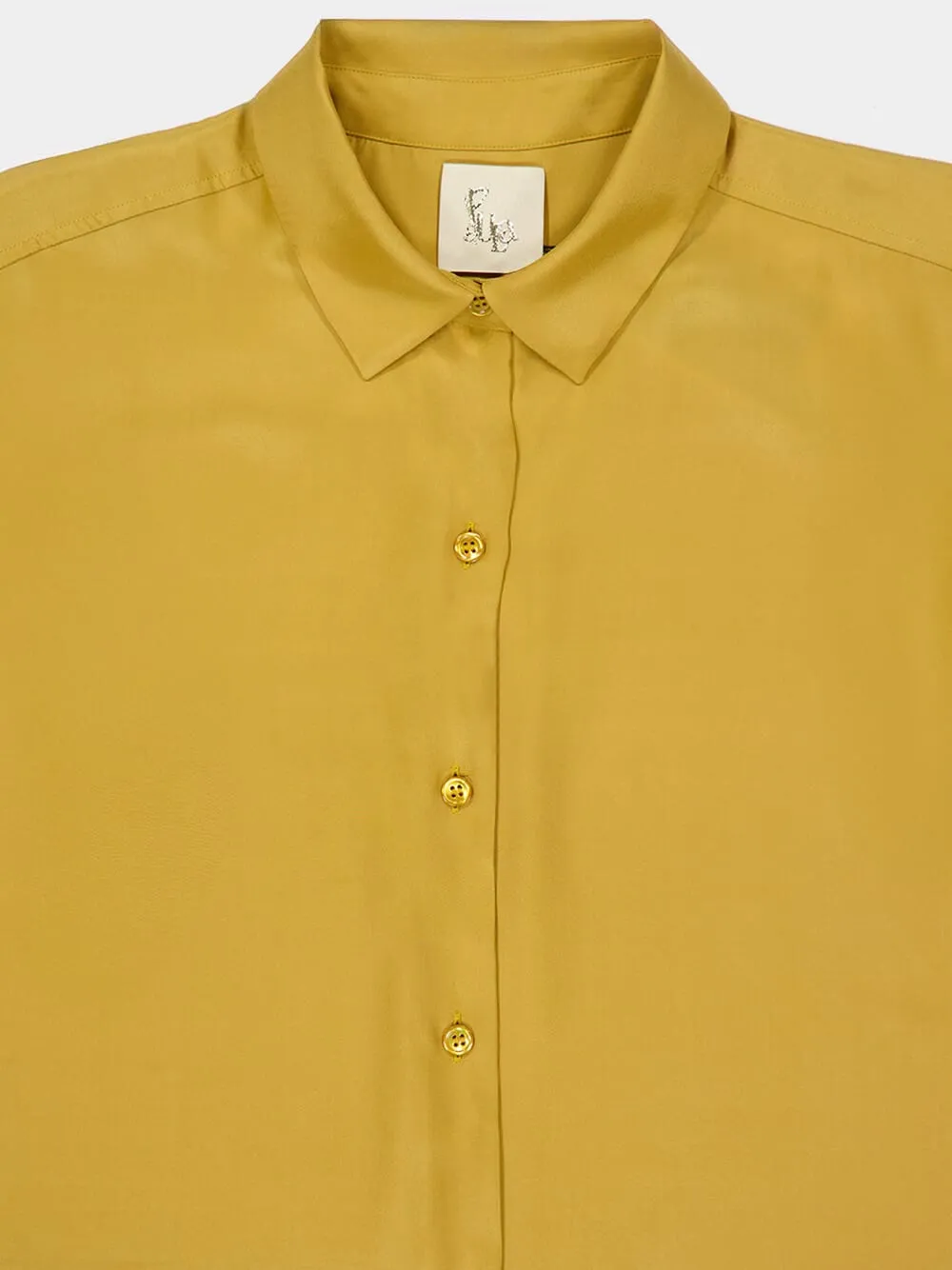 Ametista Ecru Olive Silk Shirt