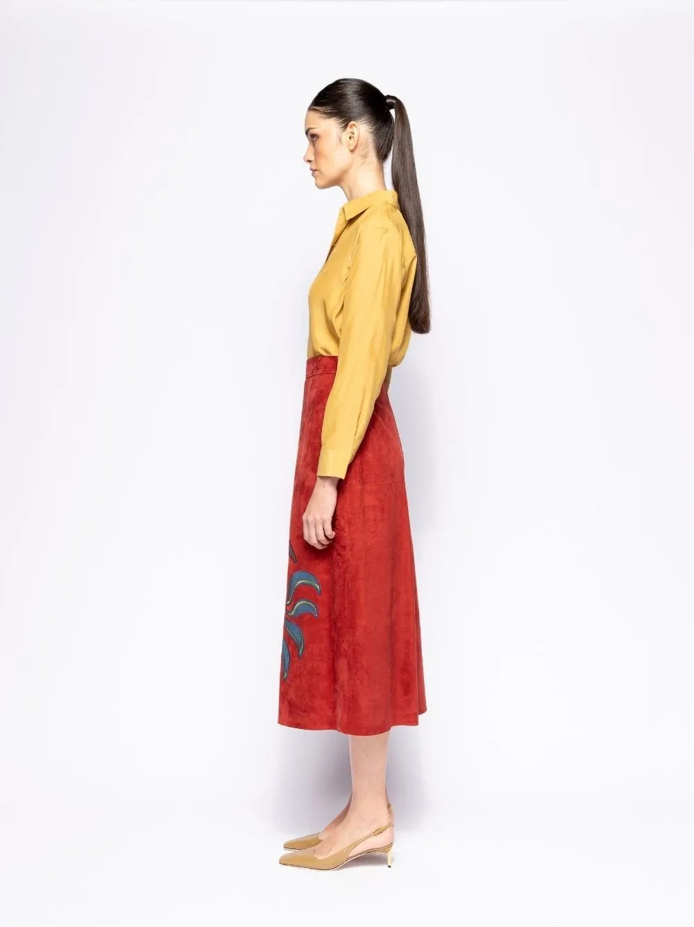 Ametista Ecru Olive Silk Shirt