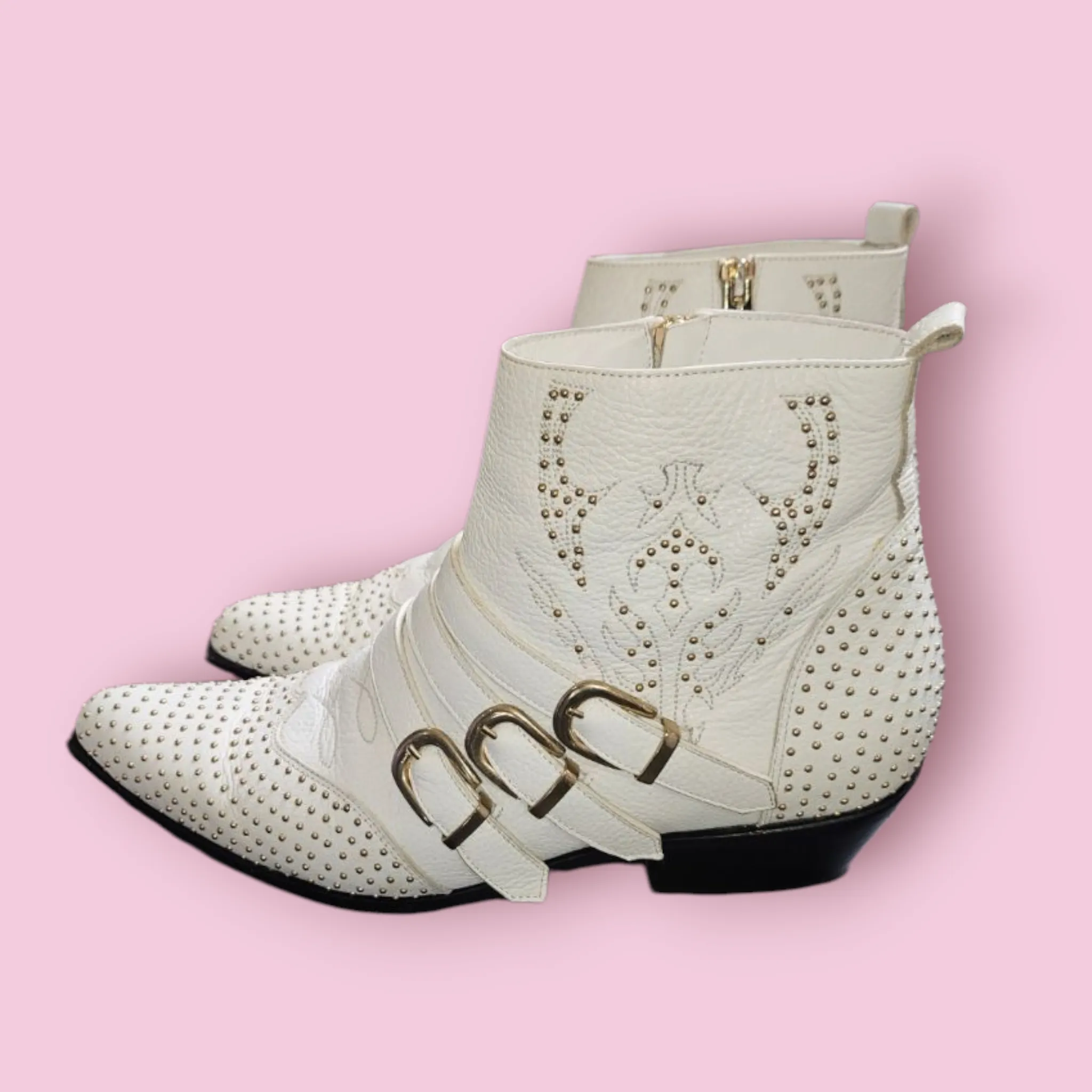 ANINE BING - PENNY STUDDED LEATHER ANKLE BOOTS RRP $1200