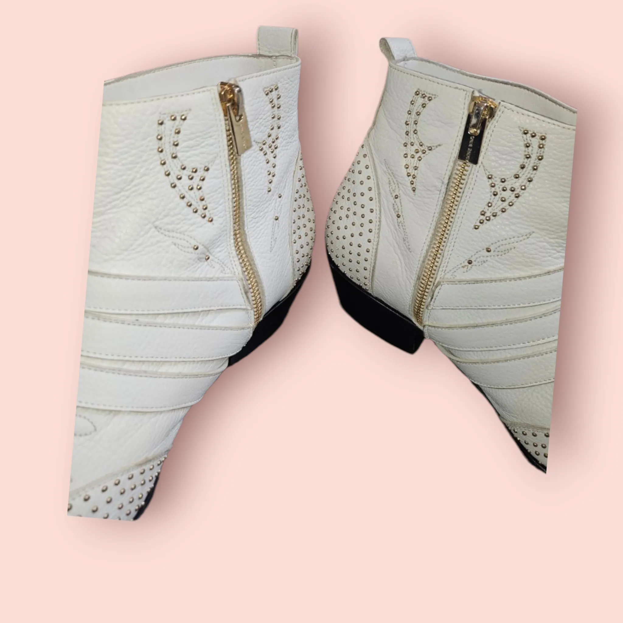 ANINE BING - PENNY STUDDED LEATHER ANKLE BOOTS RRP $1200