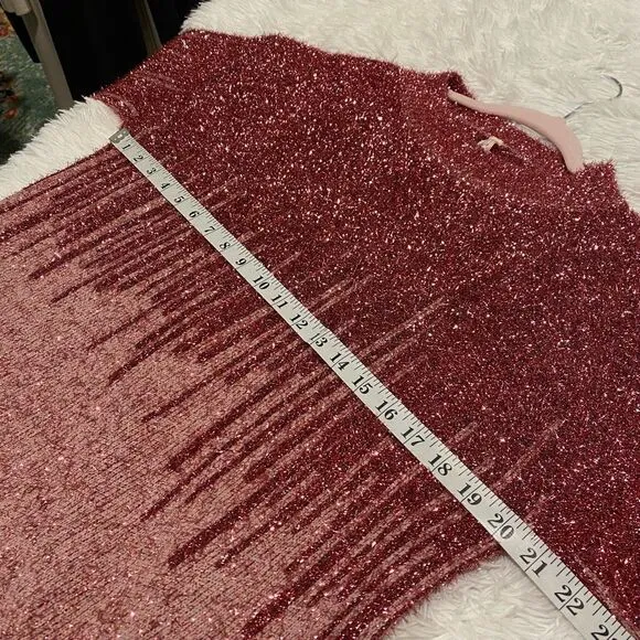 Anthropologie Raga Kylie High Neck Glitter Sweater in Pink XS