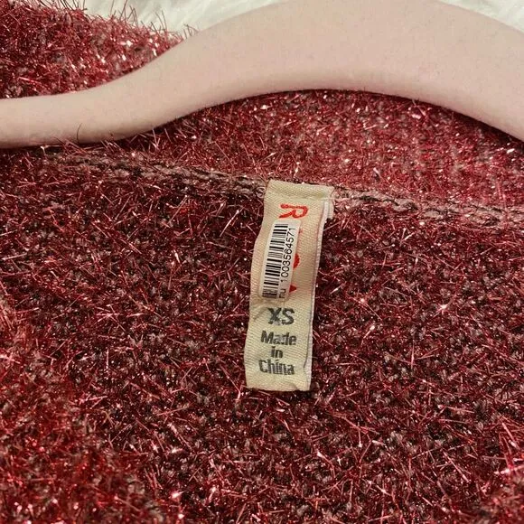 Anthropologie Raga Kylie High Neck Glitter Sweater in Pink XS