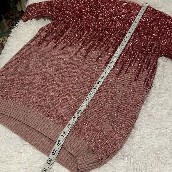 Anthropologie Raga Kylie High Neck Glitter Sweater in Pink XS