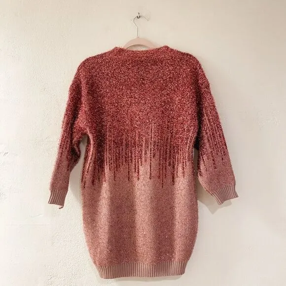 Anthropologie Raga Kylie High Neck Glitter Sweater in Pink XS