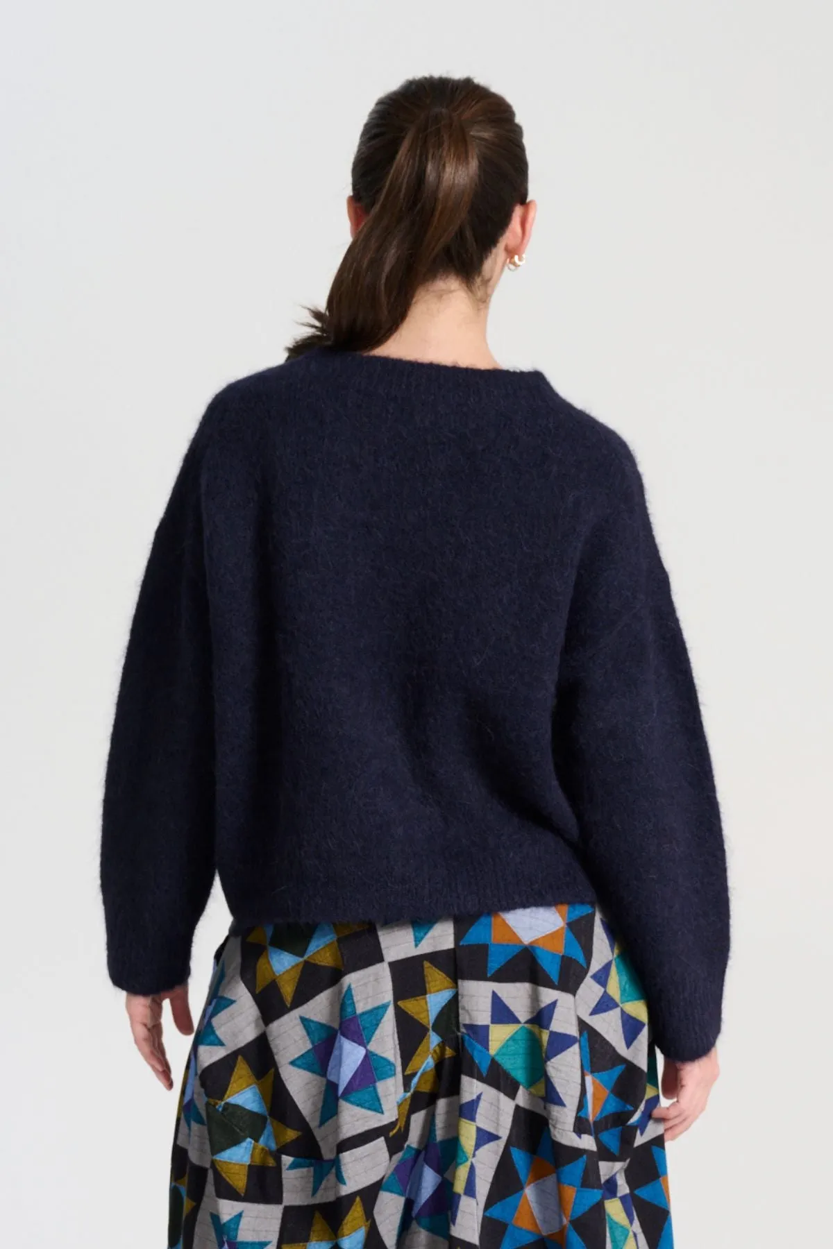 Aspen Knit Sweater Navy in Alpaca