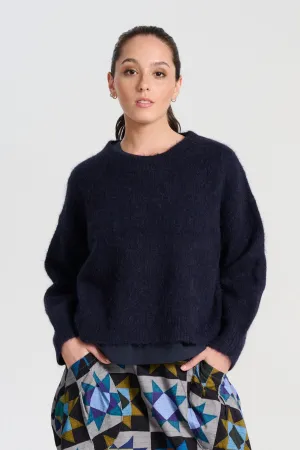 Aspen Knit Sweater Navy in Alpaca