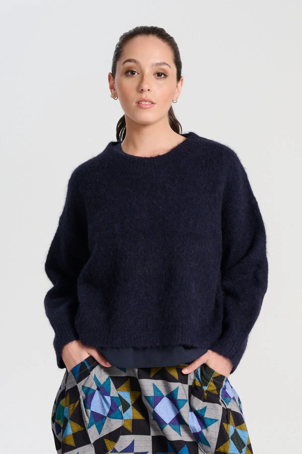 Aspen Knit Sweater Navy in Alpaca