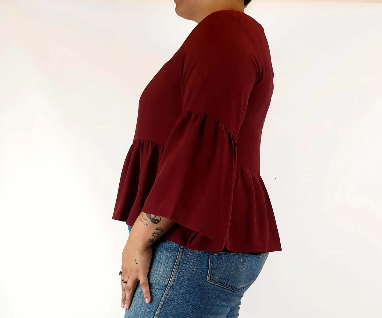 Atmos & Here red long bell sleeve top size 16