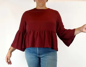 Atmos & Here red long bell sleeve top size 16