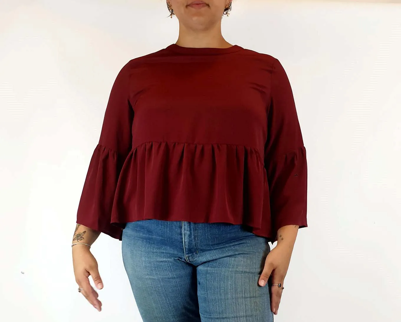 Atmos & Here red long bell sleeve top size 16