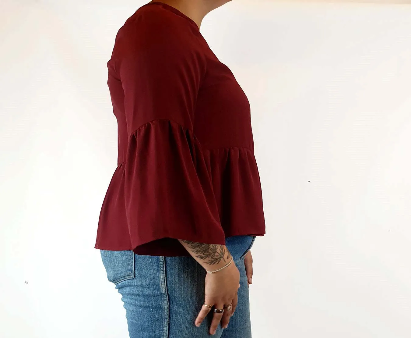 Atmos & Here red long bell sleeve top size 16