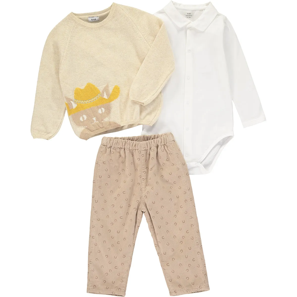 Baby Boys White Cotton Bodysuit