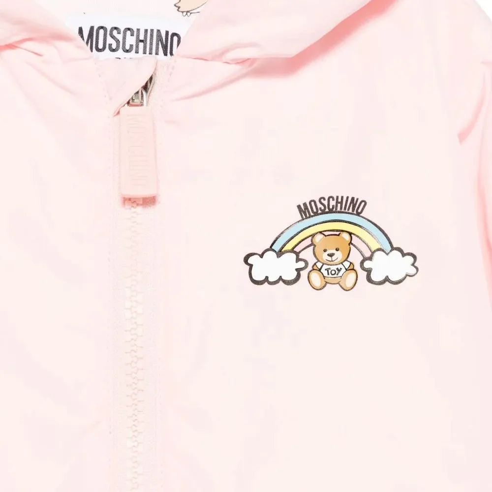 BABY NYLON HOODED JACKET W BEAR RAINBOW PRINT