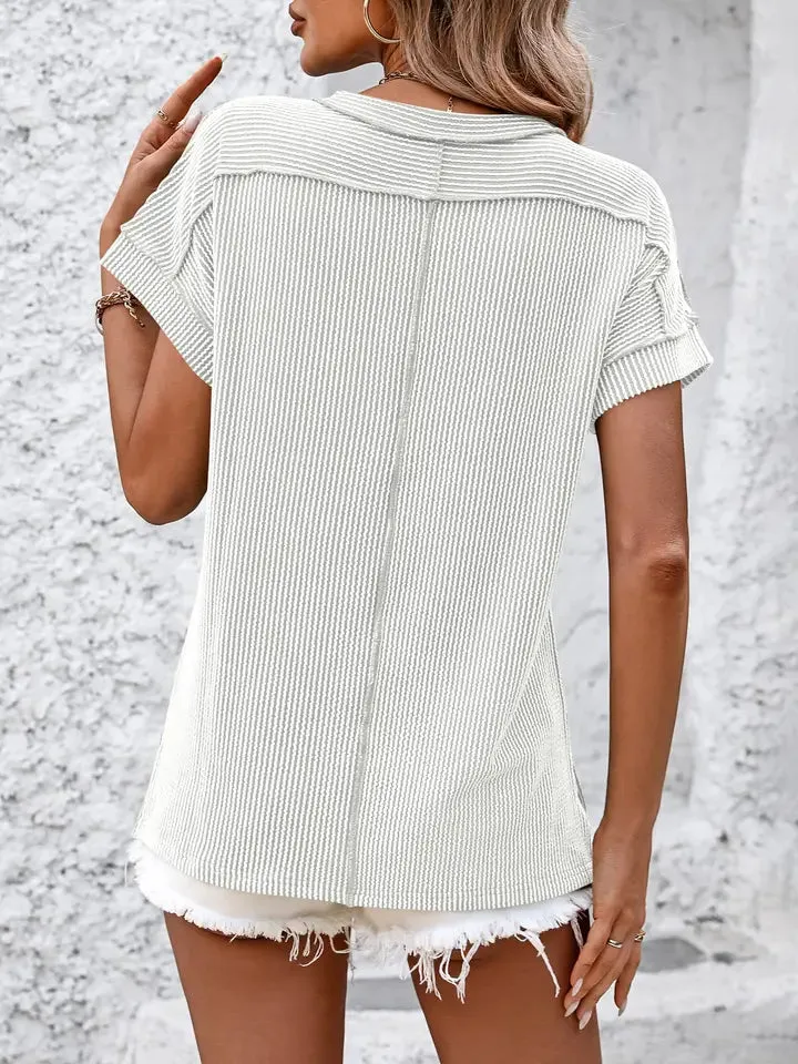 Backstitch Textured Tee - Pink