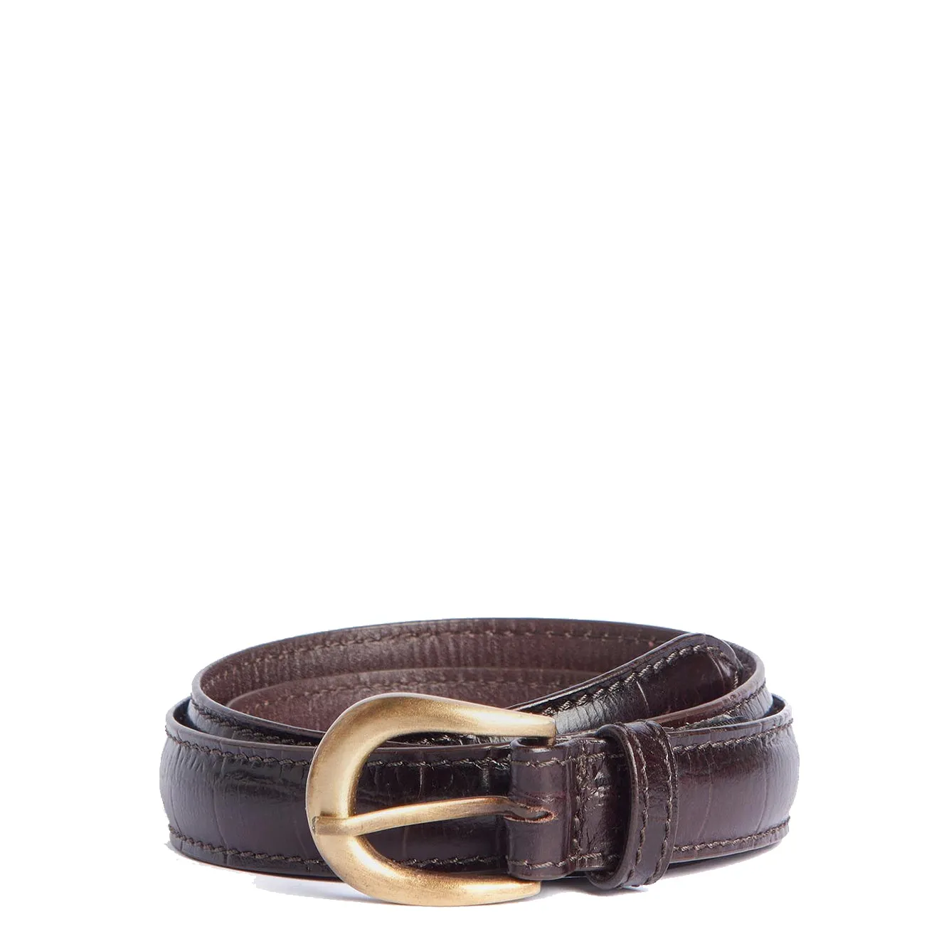 Barbour Womens Faux Croc Leather Belt Classic Black Cherry