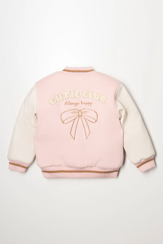 Baseball Jacket Pink & Cream