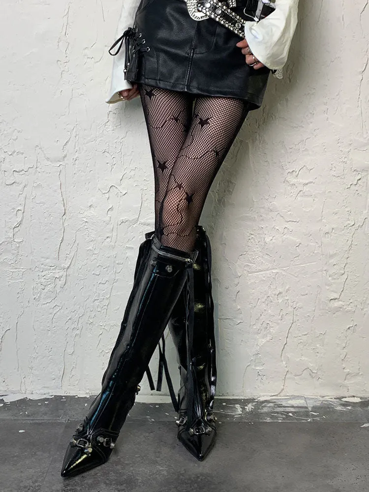 Bat Pattern Fishnet Tights