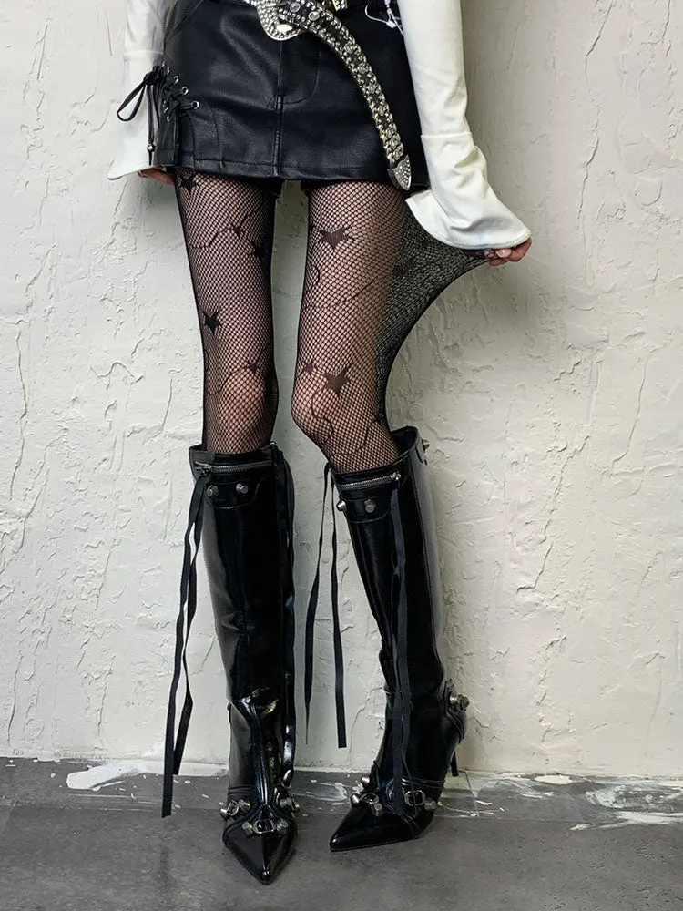Bat Pattern Fishnet Tights