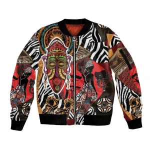 Beautiful African Women Ethnic Motifs Sleeve Zip Bomber Jacket LT9