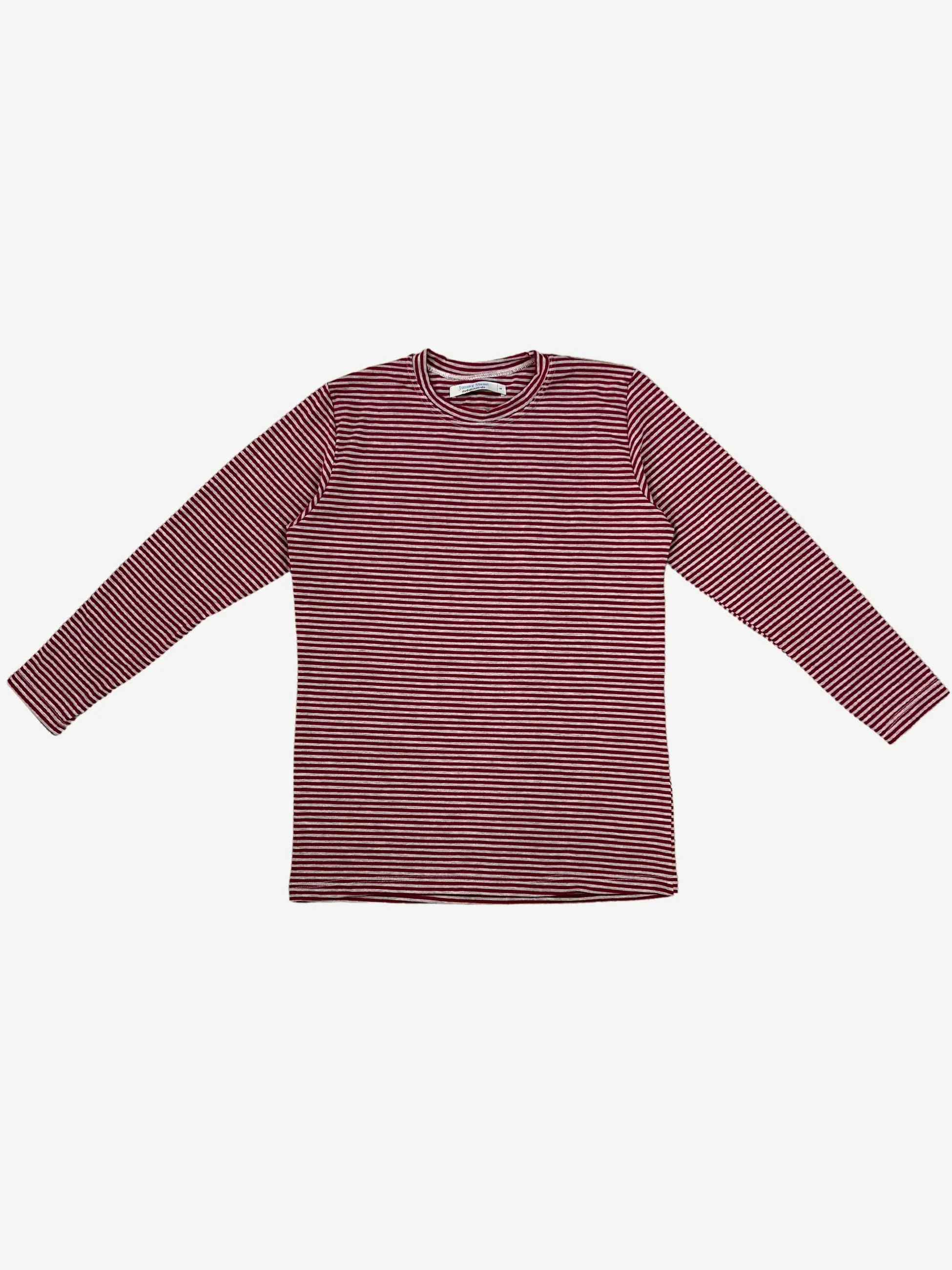 Bermuda Stripe Cotton L/S Tee - Maroon