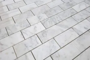 Bianco Venatino Marble 2 X 4 Straight - Edge & Polished Subway Tile - STANDARD QUALITY - Lot of 20 Sq. Ft.