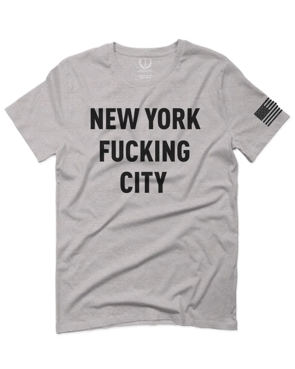 Black Fonts New York Fucking City NYC American Flag America Cool Street For men T Shirt