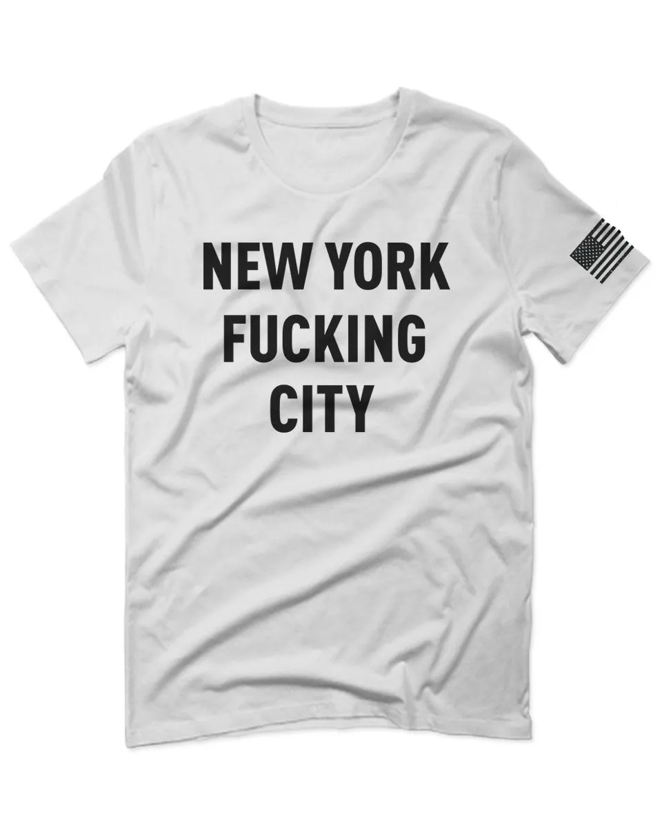Black Fonts New York Fucking City NYC American Flag America Cool Street For men T Shirt