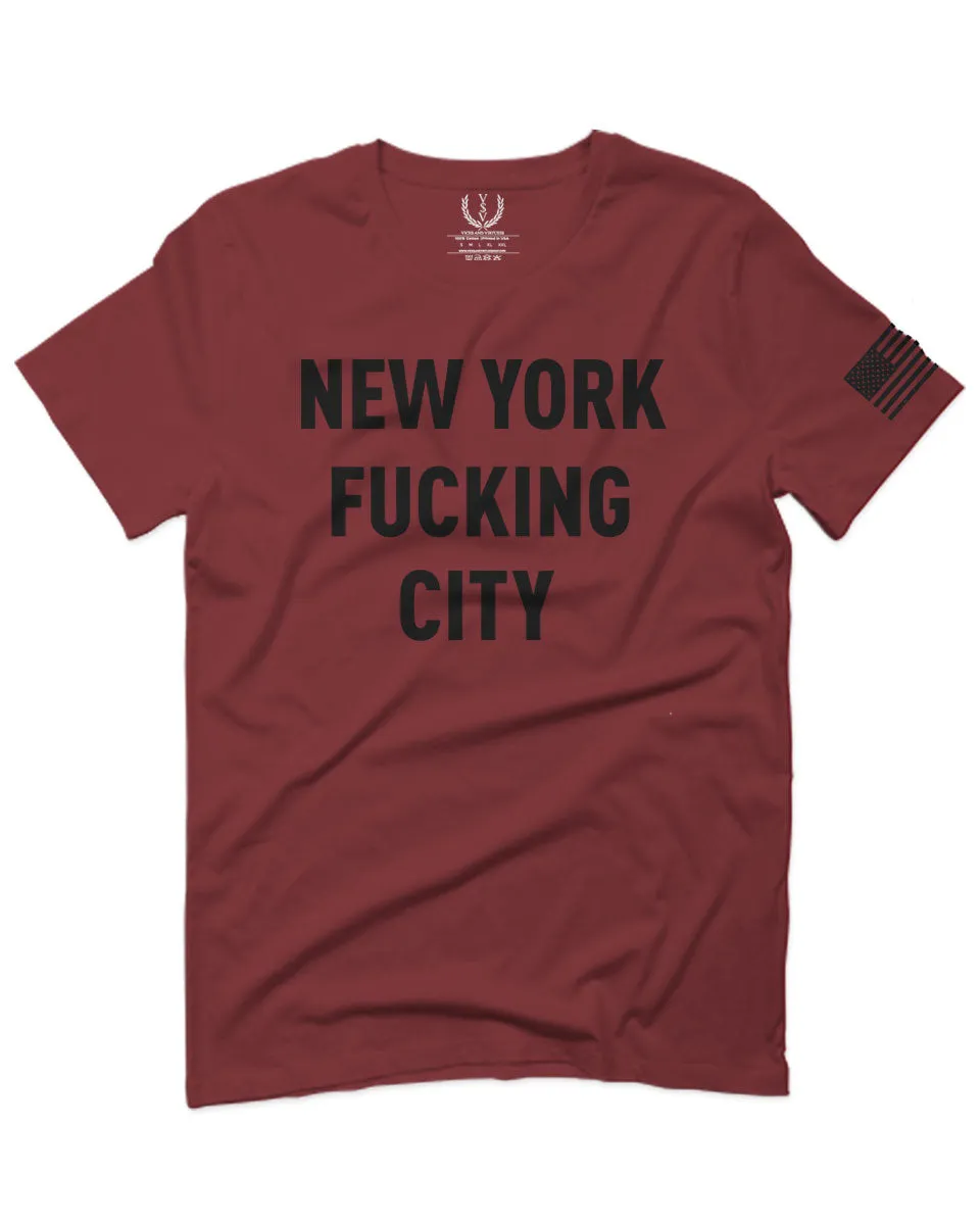 Black Fonts New York Fucking City NYC American Flag America Cool Street For men T Shirt