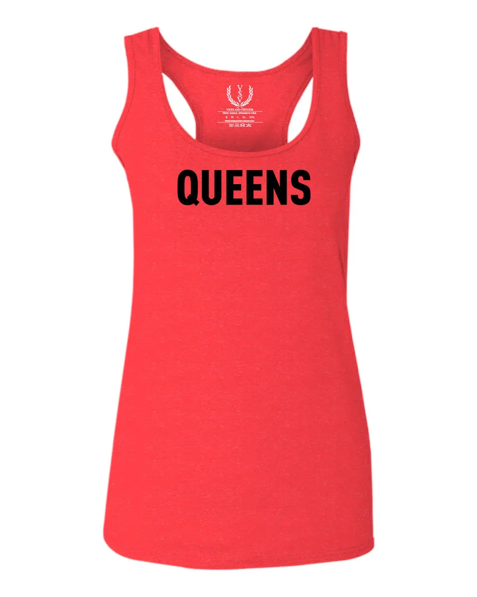 Black Fonts New York Queen NYC Cool City American Hip hop Flag  women's Tank Top sleeveless Racerback