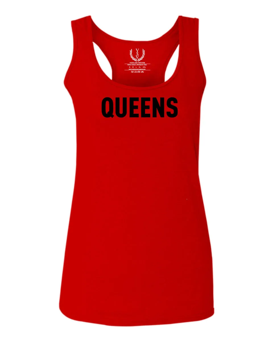 Black Fonts New York Queen NYC Cool City American Hip hop Flag  women's Tank Top sleeveless Racerback