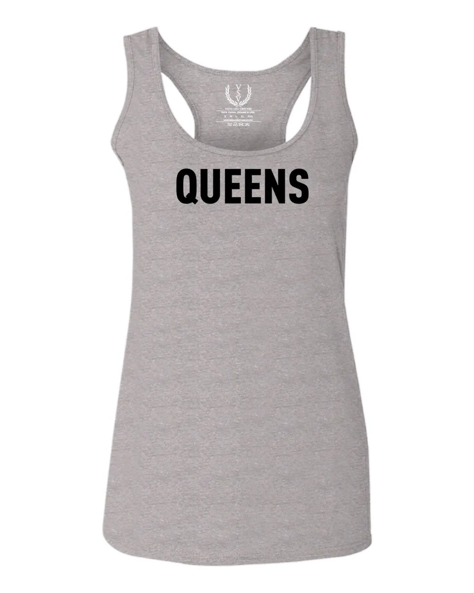 Black Fonts New York Queen NYC Cool City American Hip hop Flag  women's Tank Top sleeveless Racerback