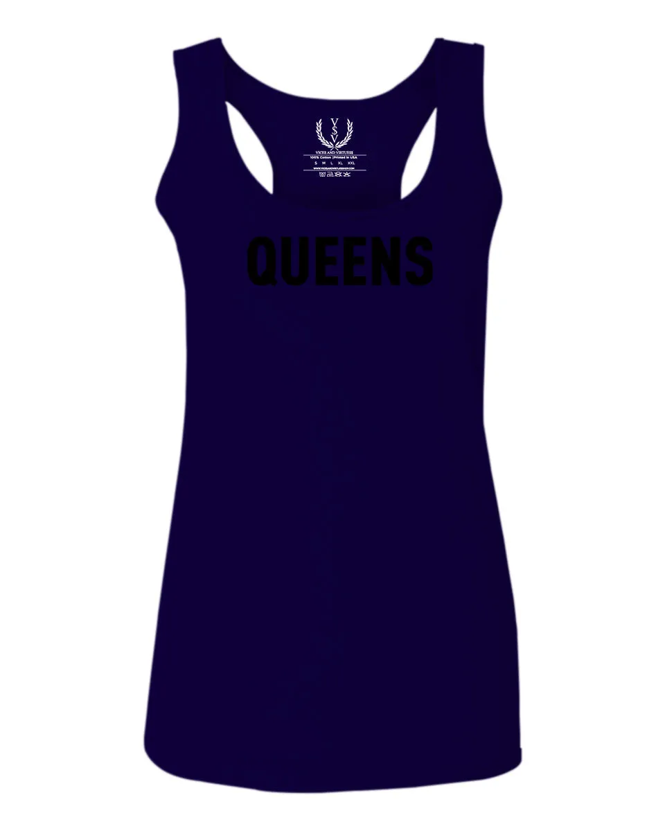 Black Fonts New York Queen NYC Cool City American Hip hop Flag  women's Tank Top sleeveless Racerback