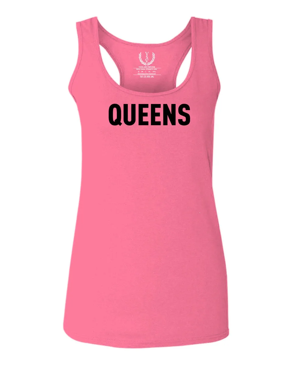 Black Fonts New York Queen NYC Cool City American Hip hop Flag  women's Tank Top sleeveless Racerback