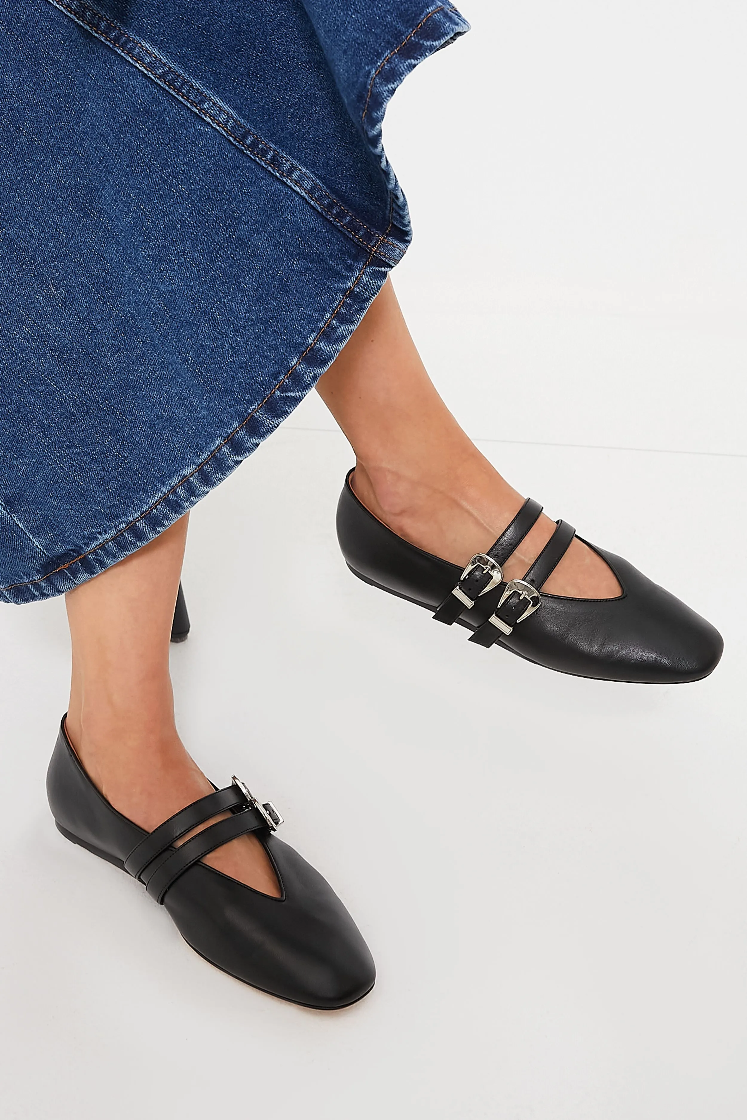 Black Leather Claudia Slippers