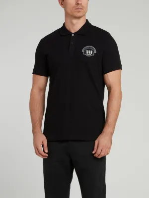 Black Logo Knitted Polo Shirt