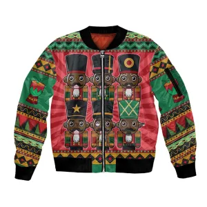 Black Nutcrackers Sleeve Zip Bomber Jacket Afro Christmas DT03