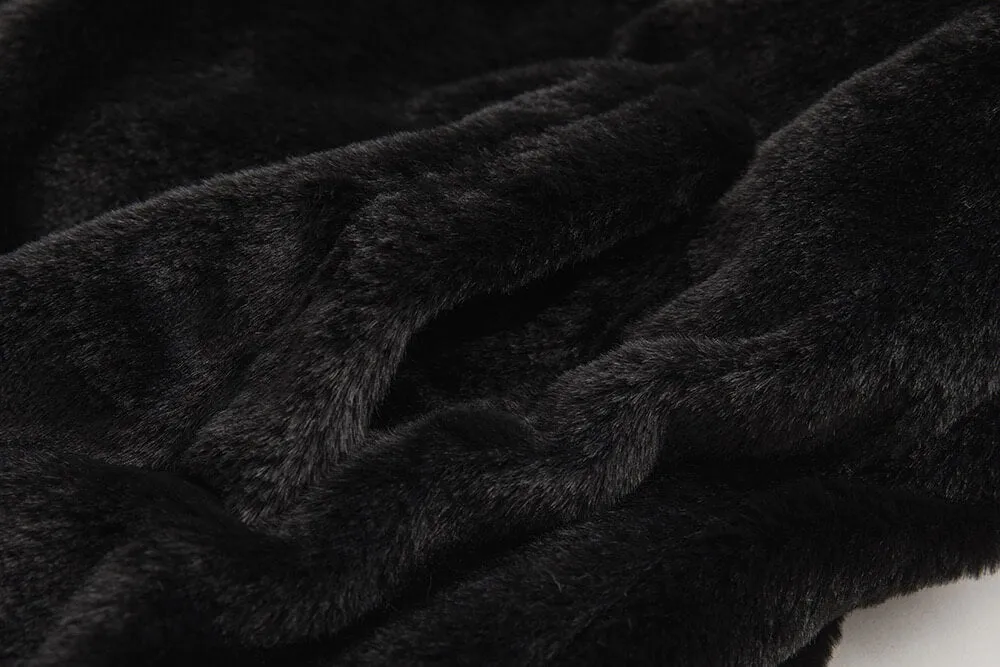 Black Plush Jacket with Embroidery