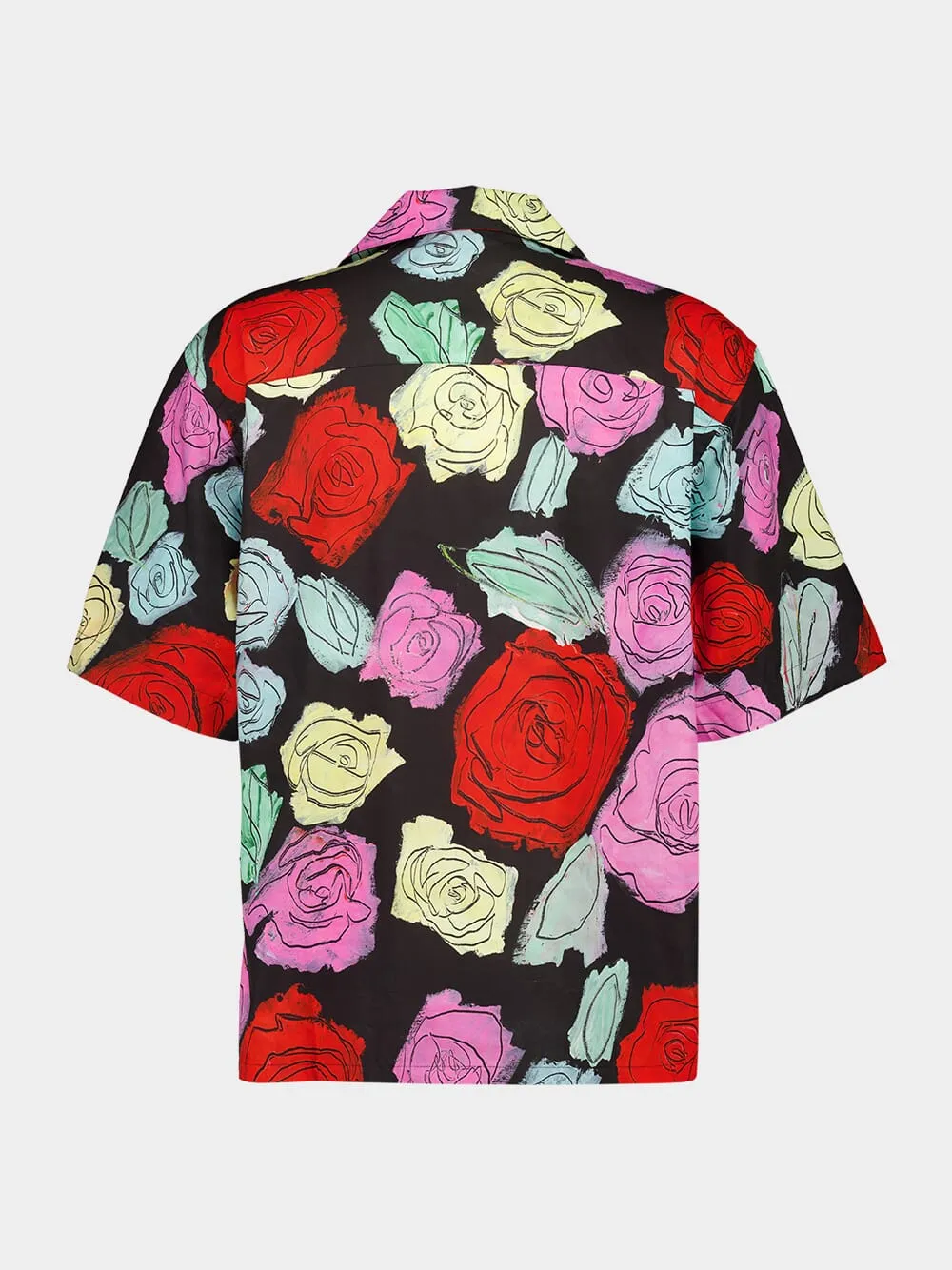 Black Poplin Bowling Shirt with Orion Print