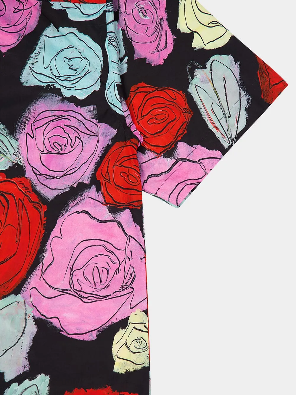 Black Poplin Bowling Shirt with Orion Print