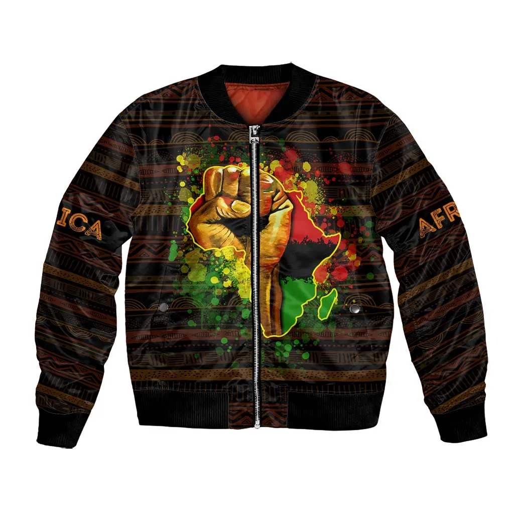 Black Power Bomber Jacket Africa Map DT02