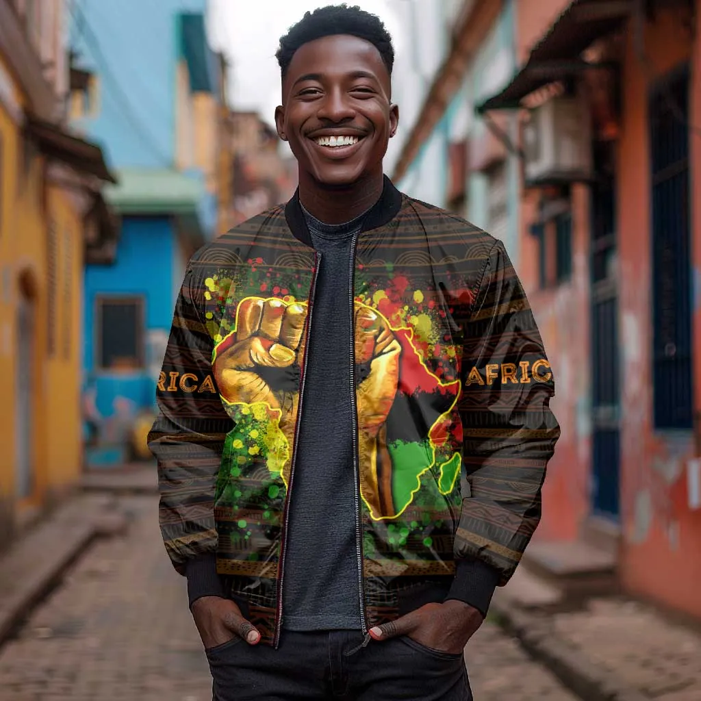 Black Power Bomber Jacket Africa Map DT02